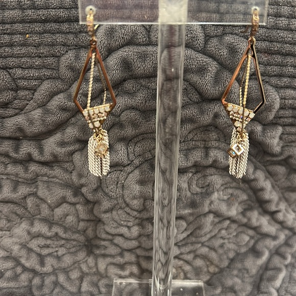 Designer Diamond in Diamond Opal Crystal with Fringe Earrings-Boutique - Picture 6 of 8